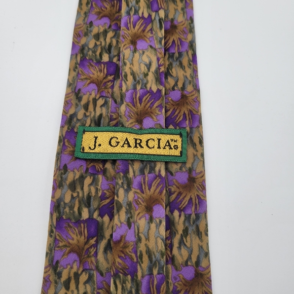 Jerry Garcia Silk Tie Landscape with eye Collection 10 Purple & tan - Picture 3 of 6
